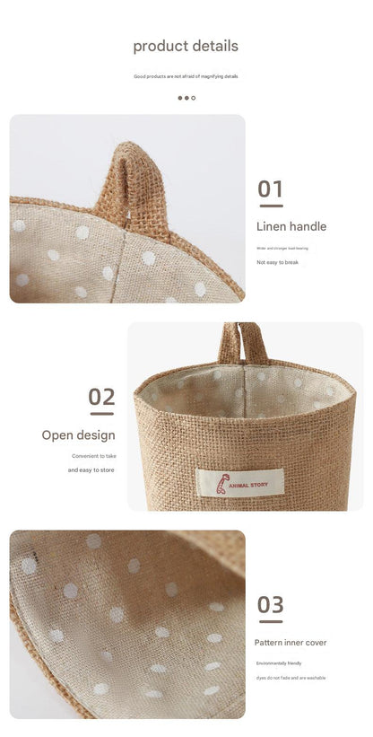 Stylish cotton-linen storage pouch on door