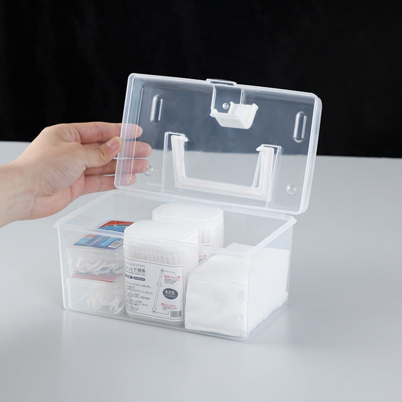 Transparent plastic storage box with handle