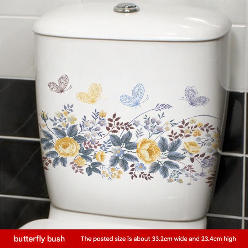 Floral toilet lid sticker design 6