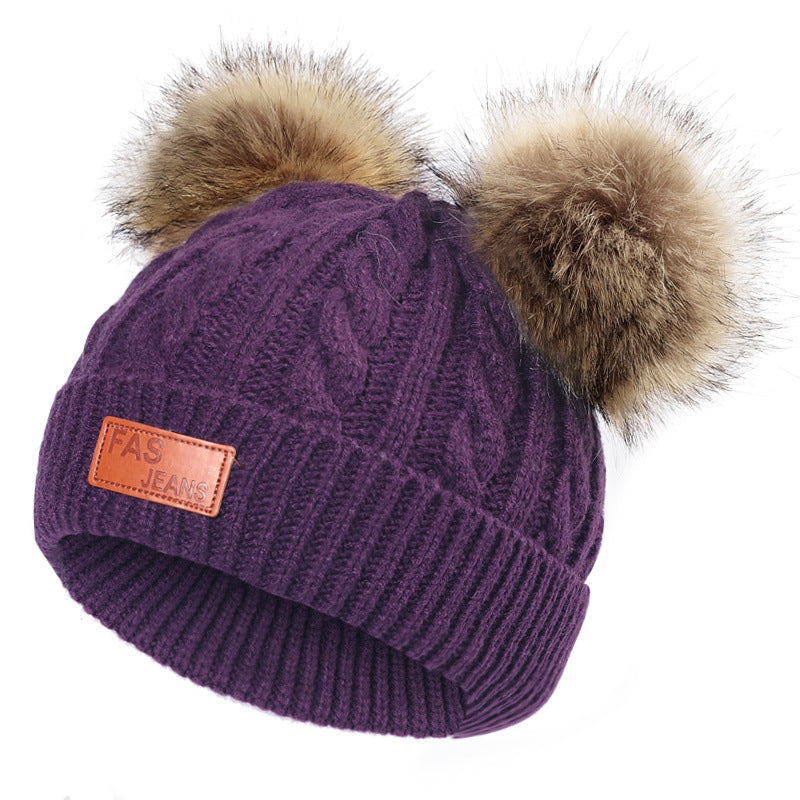 Knit hat and scarf set for kids in winter