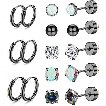 Stainless Steel Geometric Earrings Set Image 5