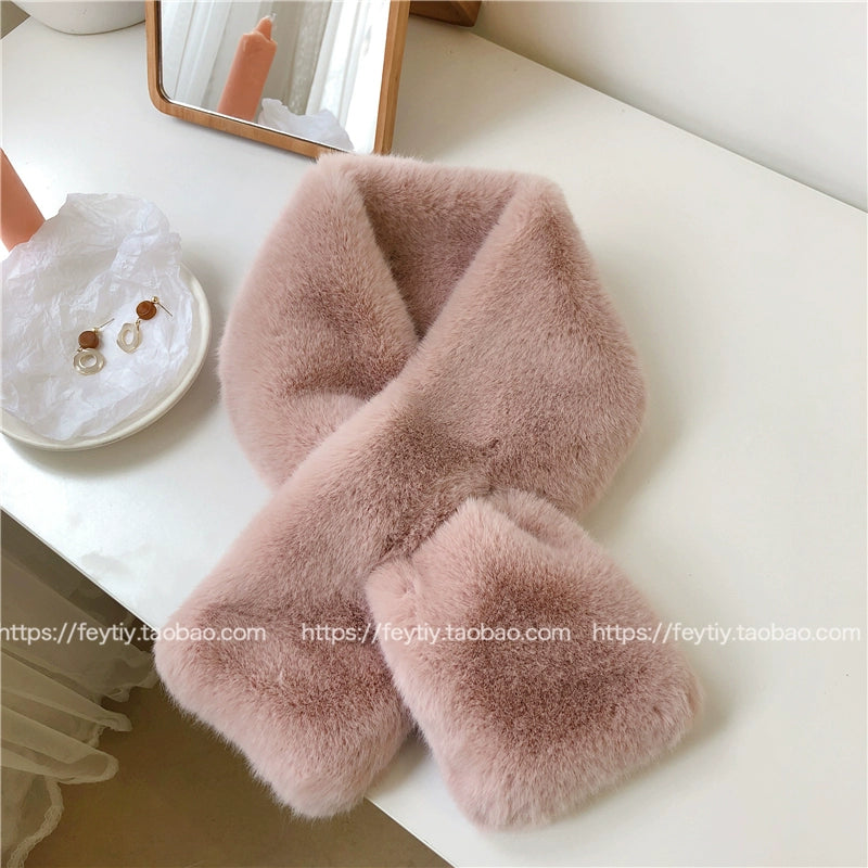 soft pink faux fur neck warmer