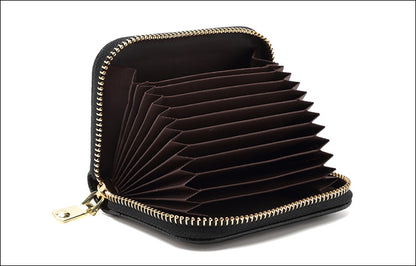 RFID blocking leather wallet in coffee color