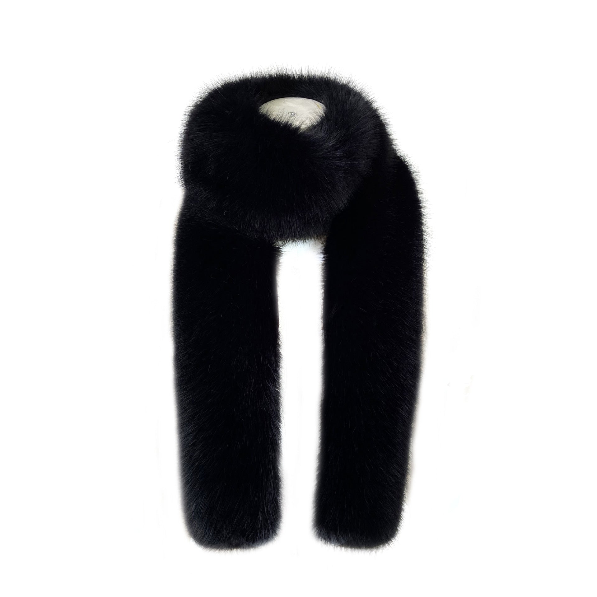 Faux fur long scarf showing solid design