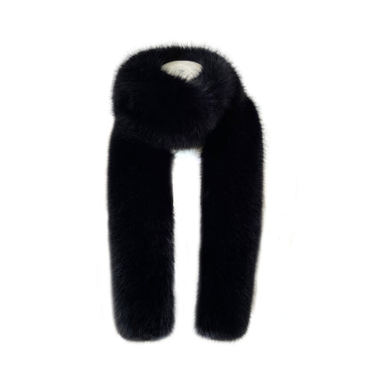 Faux fur long scarf showing solid design