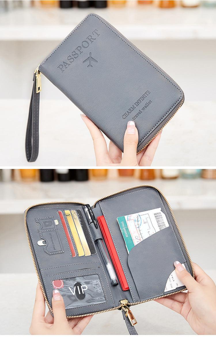 Travel zip wallet in dark blue