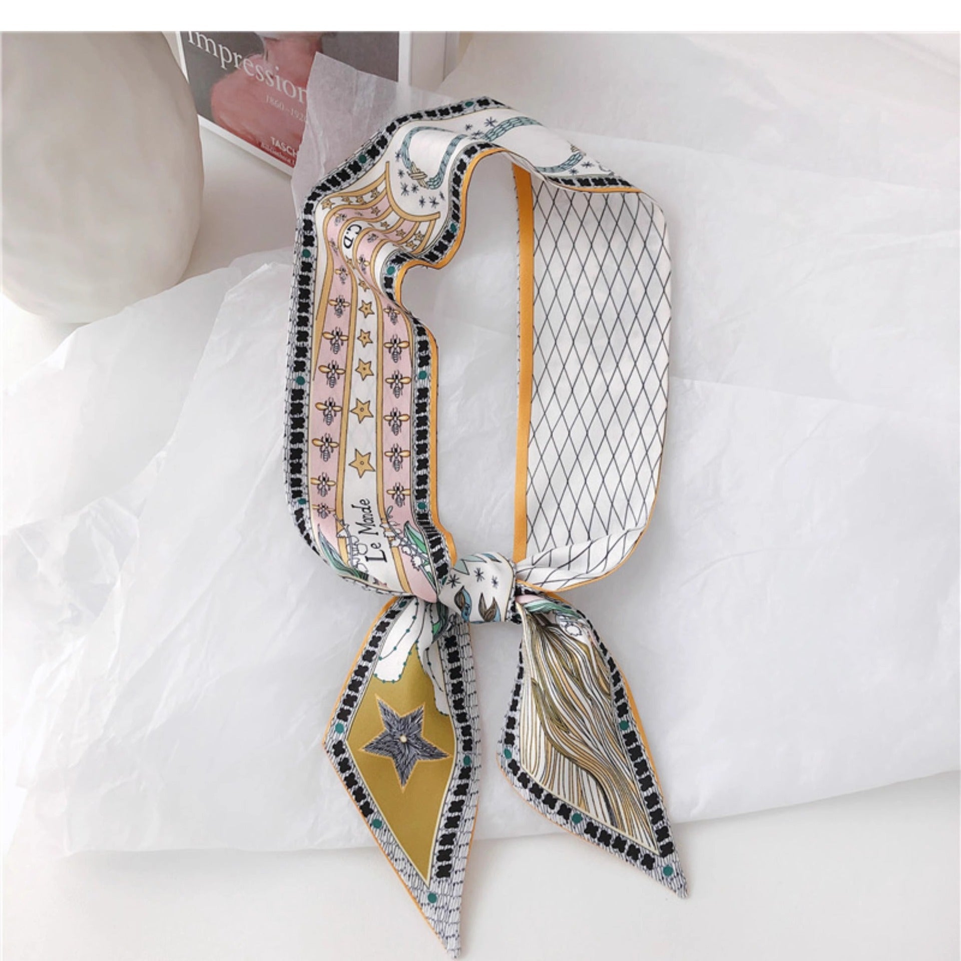 Elegant presentation of tarot themed silk scarf - Image 4