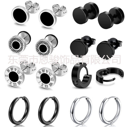 Trendy Black Hoop Earrings