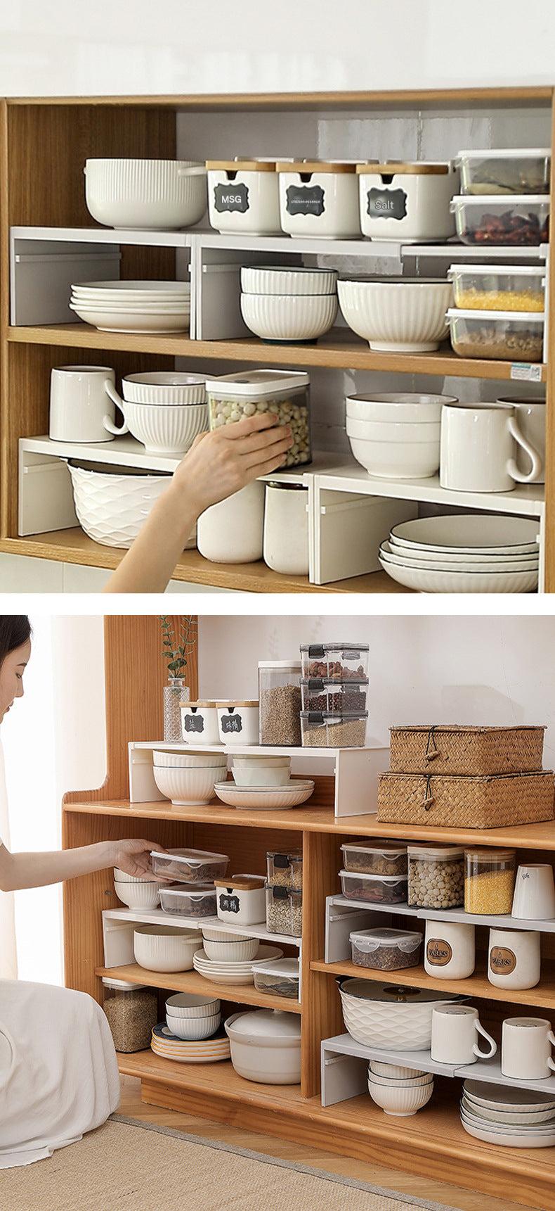 Close-up of modern kitchen organization rack