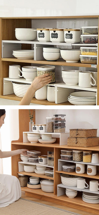 Close-up of modern kitchen organization rack
