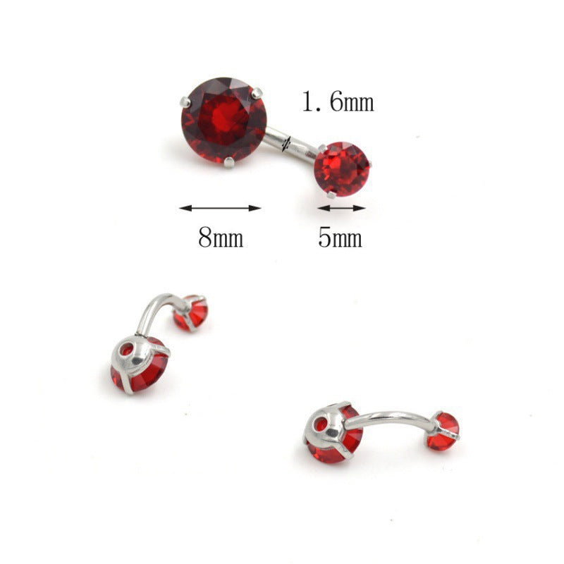 Stylish double-headed zircon navel ring image 9
