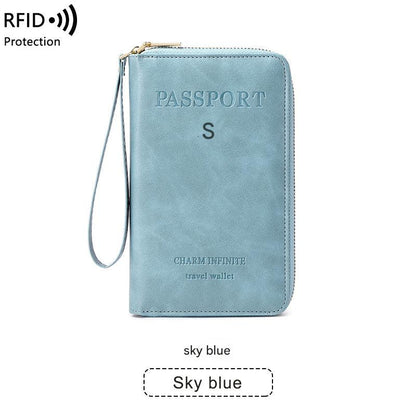 Travel zip wallet in dark blue