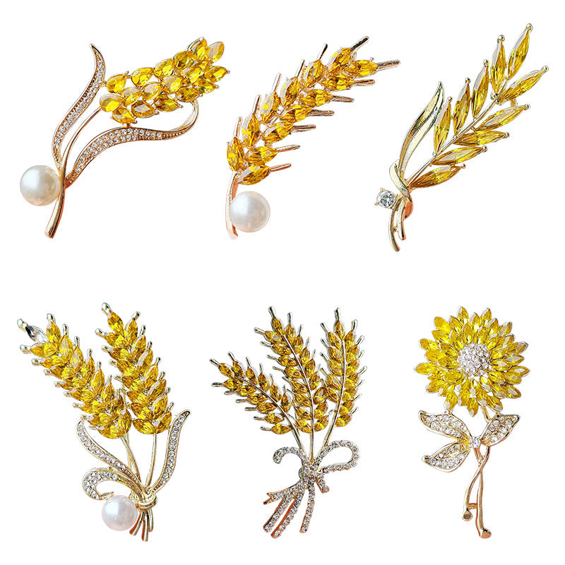 Detailed Image of Crystal Wheat Ears Brooch Image 8