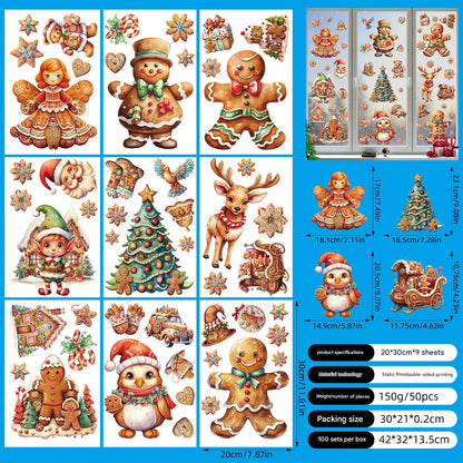 Colorful Christmas static cling decoration on window