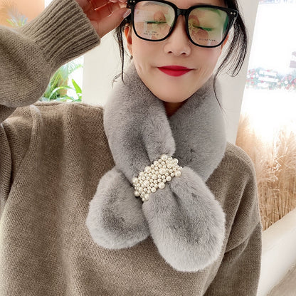 soft pink faux fur neck warmer