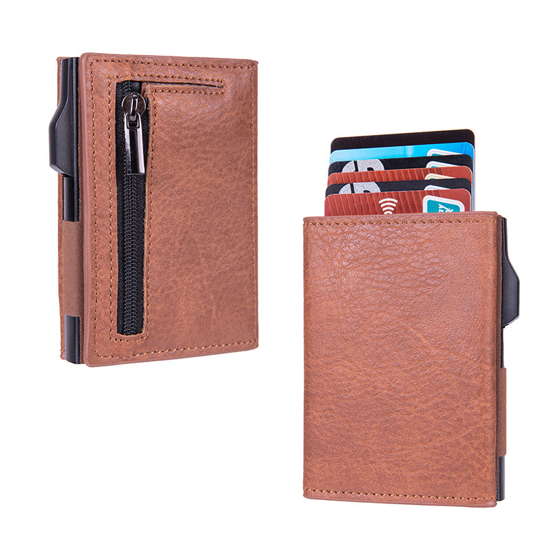 Slim wallet showcased with cards inside