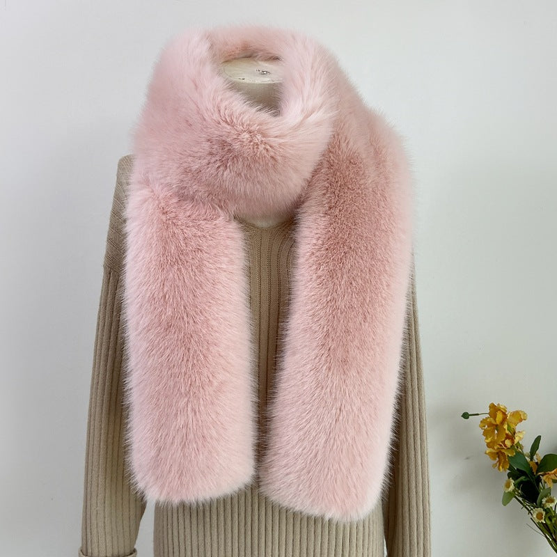 Faux fur long scarf in gray color