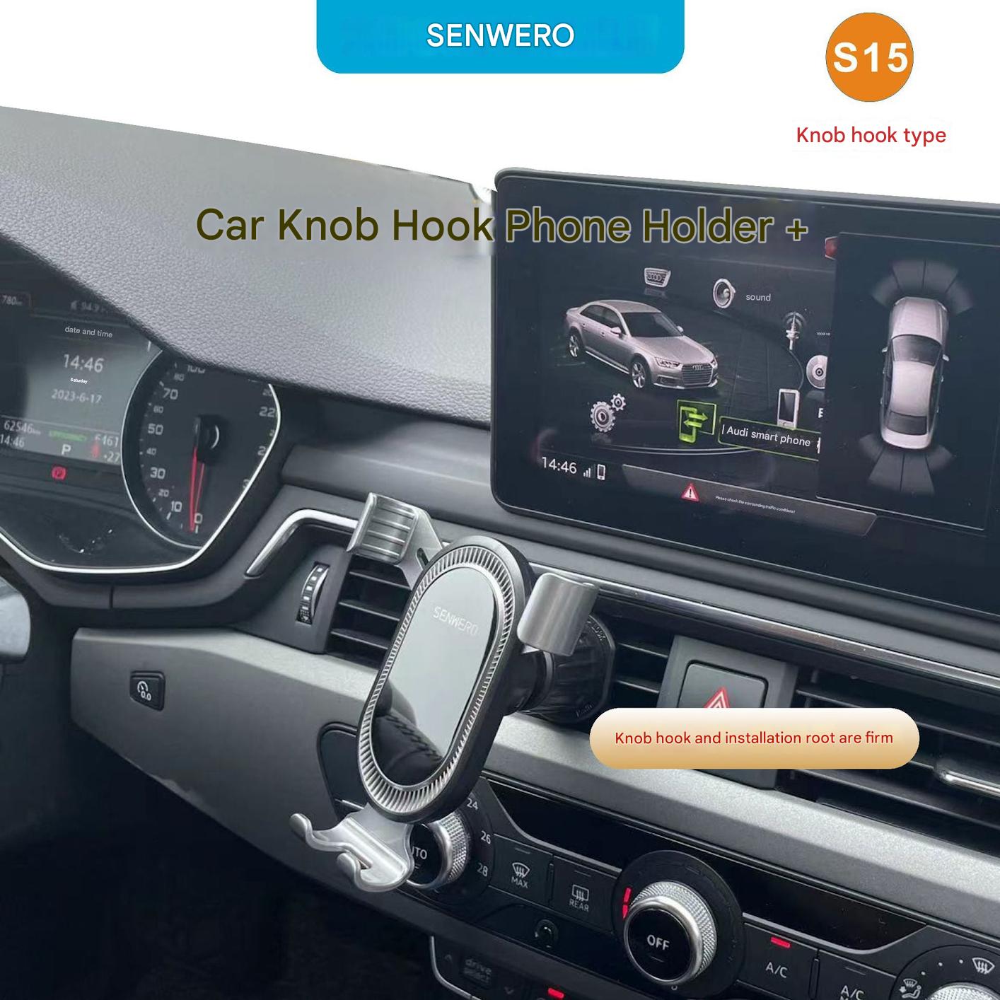 Universal car phone mount installed in car air vent