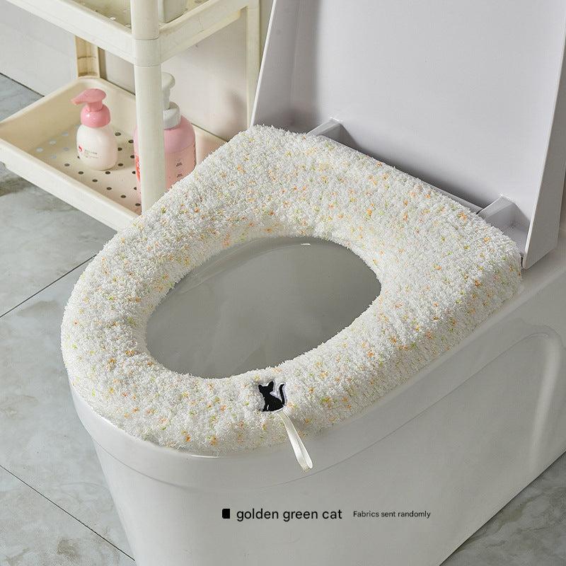 Deep green button design toilet seat cover