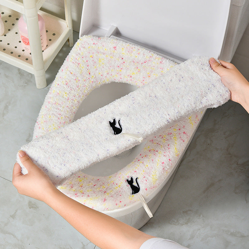 Purple and pink cat toilet seat cover