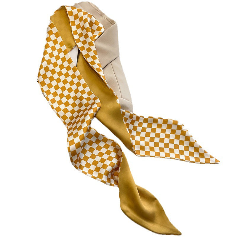 Close-up of multi-functional yellow scarf