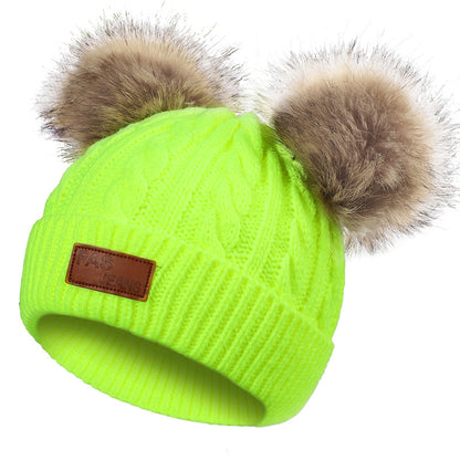 Knit hat and scarf set for kids in winter