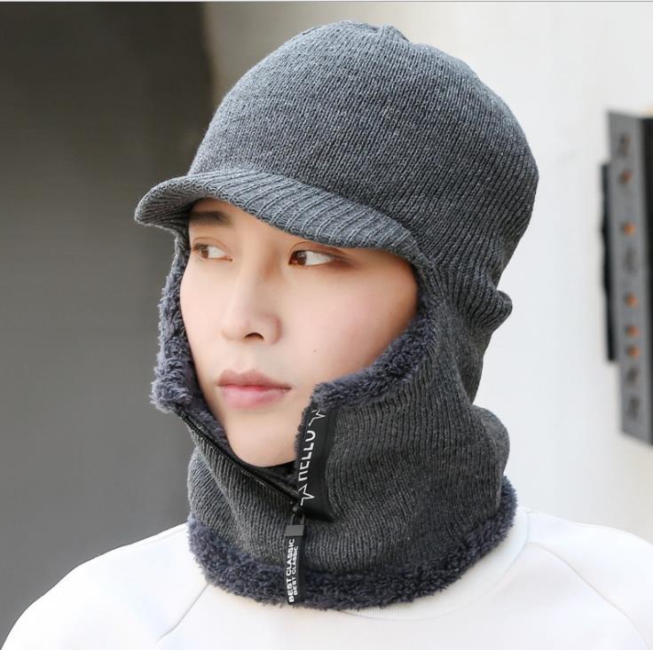 Men's winter fleece knit cap gray