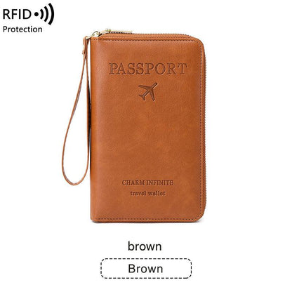 RFID passport holder in brown