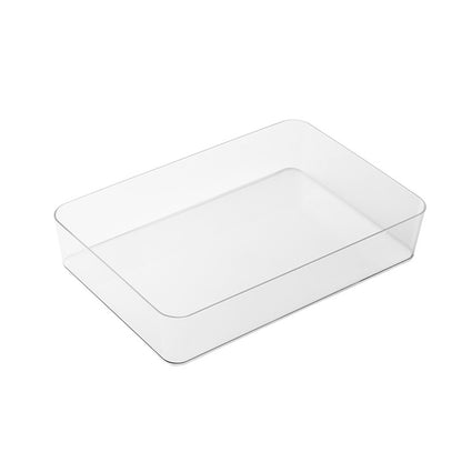 Clear plastic desk organizer for office supplies