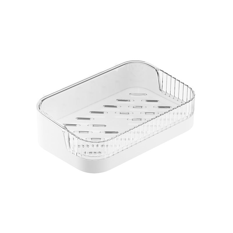 Wall-mounted soap holder with suction cups in bathroom