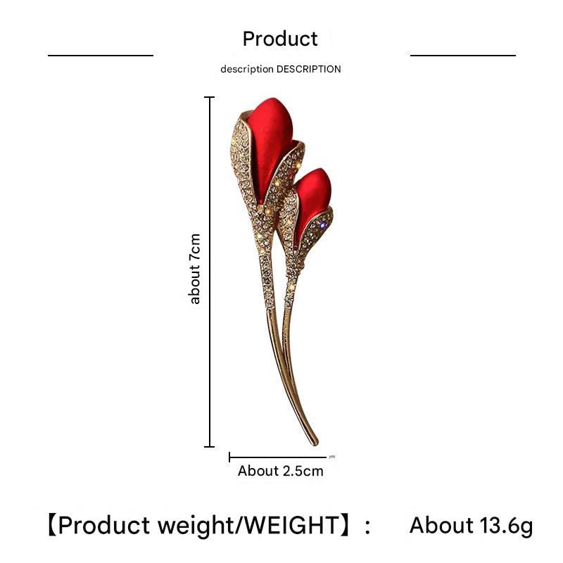 Tulip and rose brooch for bridesmaids