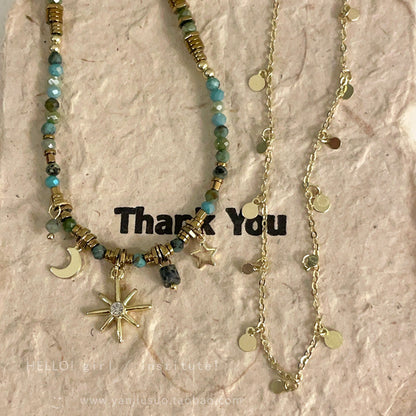 Close-up view of the floral pendant necklace