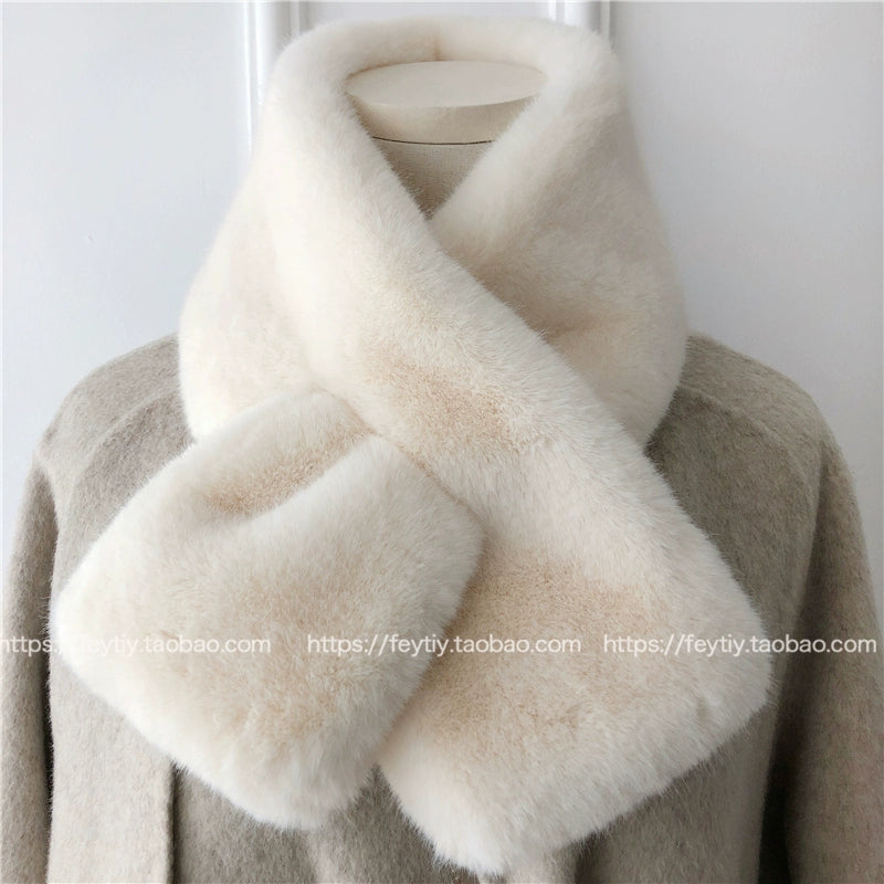 light gray faux fur neck warmer