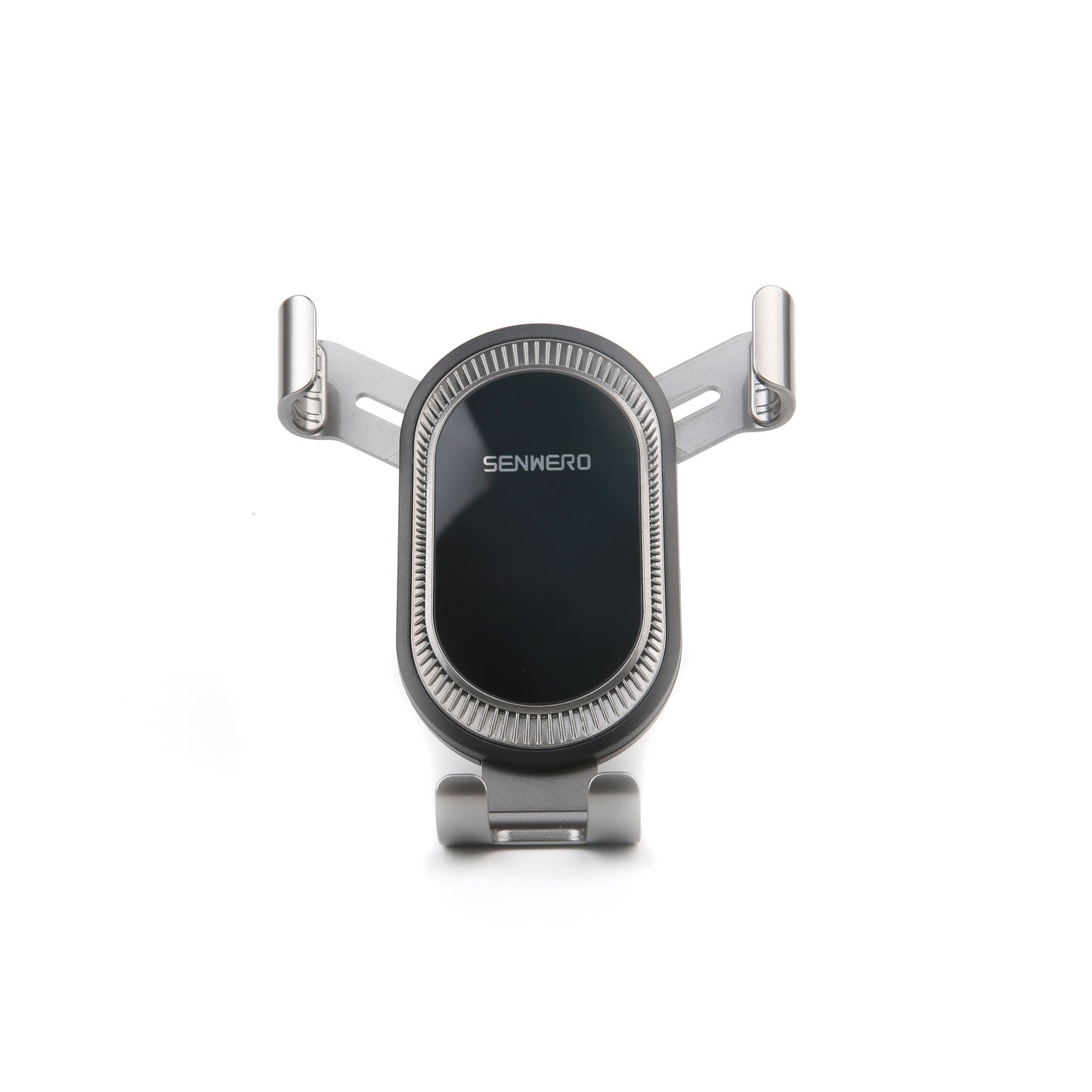 User interacting with smartphone in car mount