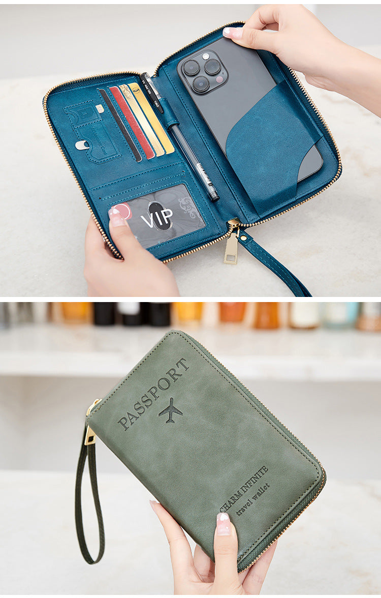 RFID passport holder in brown