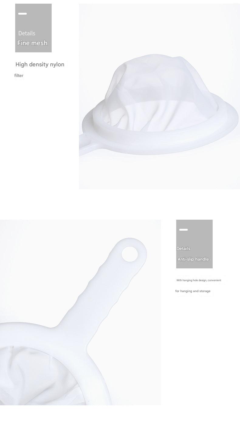 Durable plastic strainer for soups and beverages