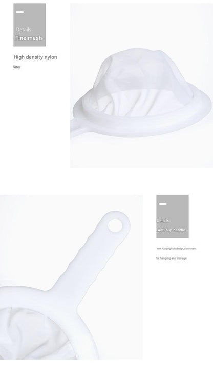 Durable plastic strainer for soups and beverages