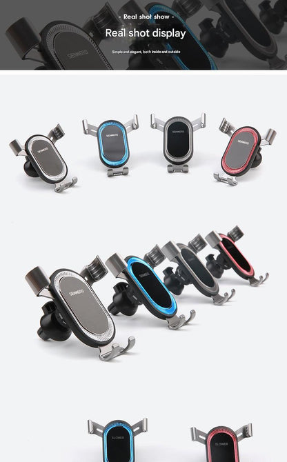 User interacting with smartphone in car mount