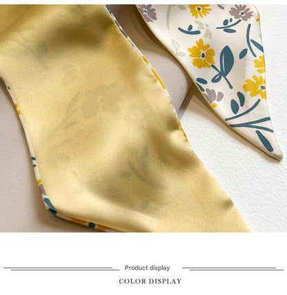 Model wearing yellow scarf in spring