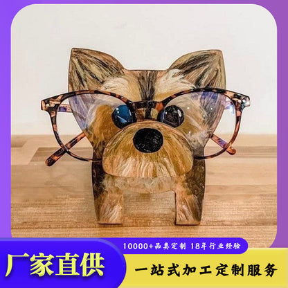 Wooden animal eyeglasses holder unique desk organizer