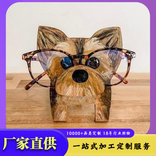 Wooden animal eyeglasses holder unique desk organizer