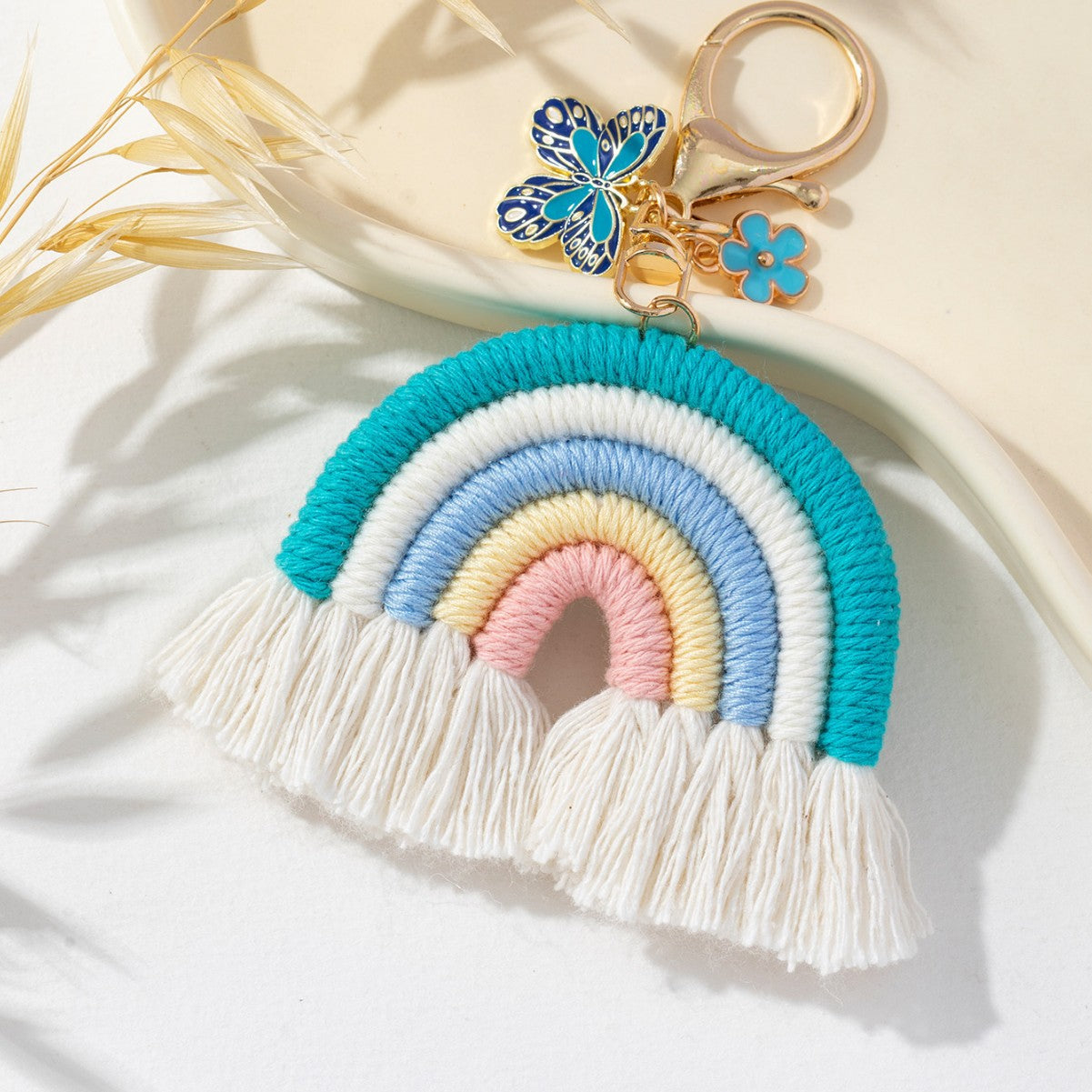 Vibrant Multi-Color Butterfly Flower Keychain Pendant Image 3