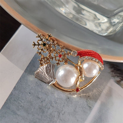 Festive Snowman Brooch Displayed on a Sweater