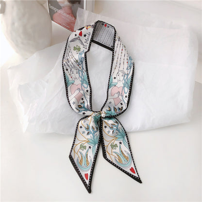 Vintage-inspired faux silk scarf with tarot designs - Image 1
