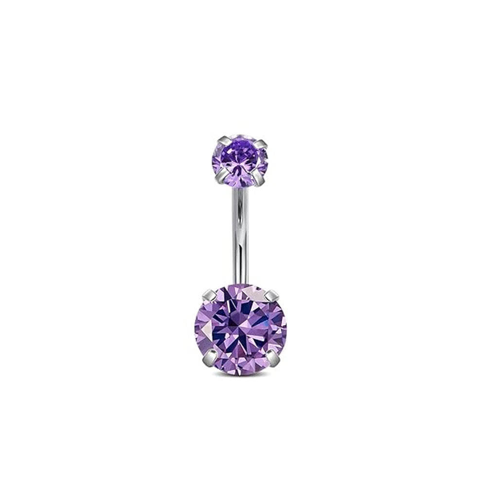 Stylish double-headed zircon navel ring image 1