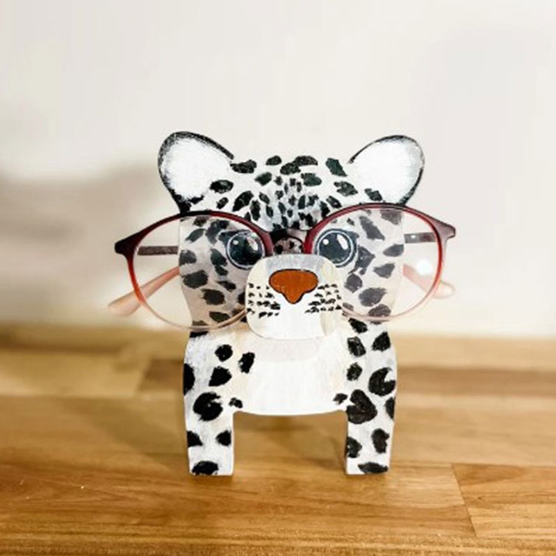 Wooden animal eyeglasses holder unique desk organizer