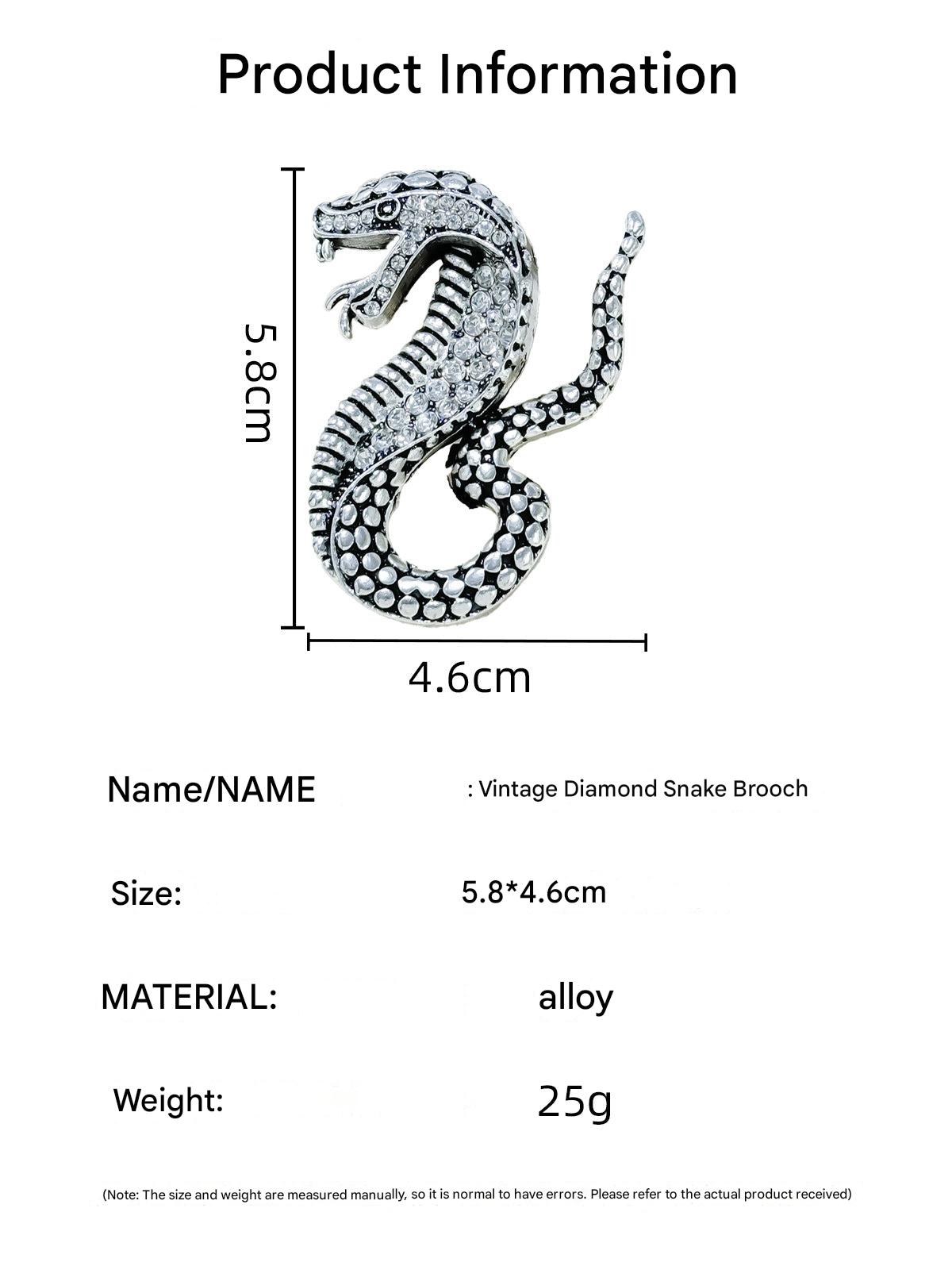 Elegant Snake Brooch with Rhinestones Close-up