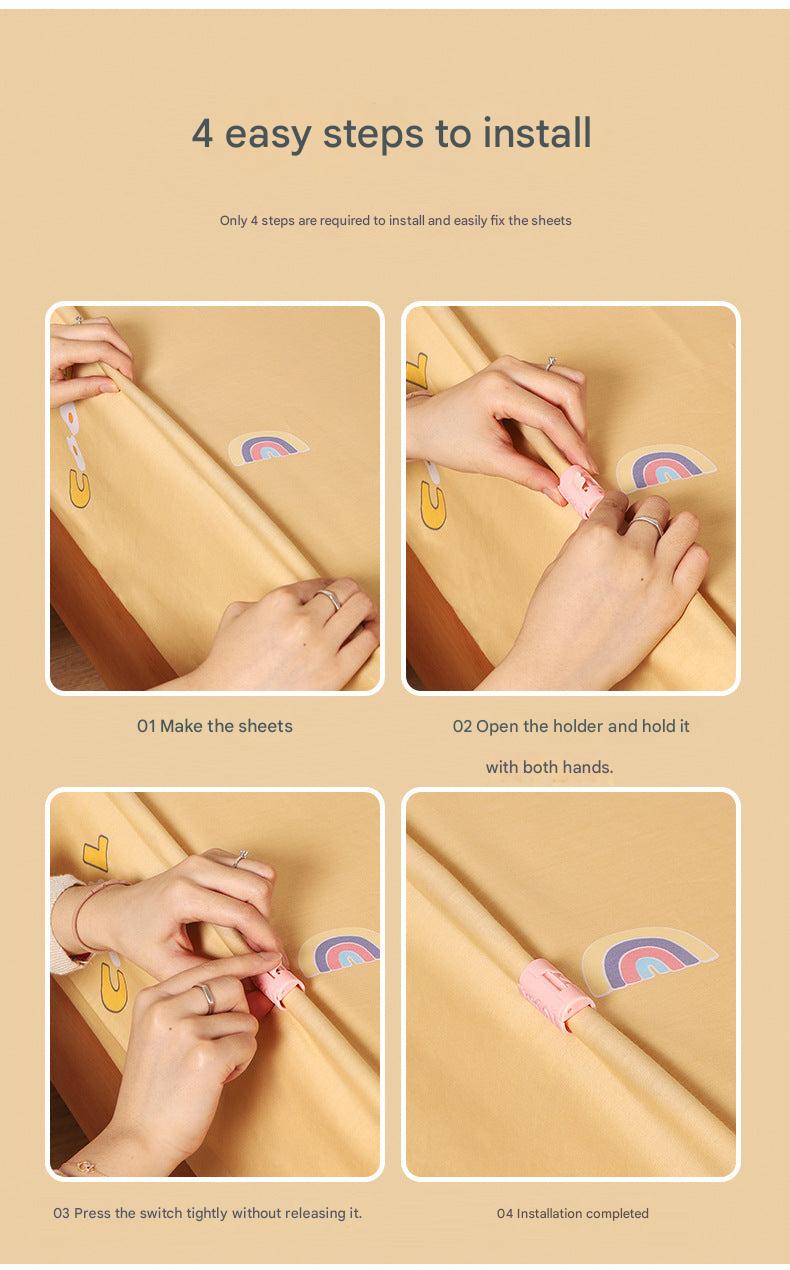 Non-slip bed sheet fastener blue clip image