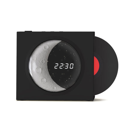 Vinyl Record Player with Moon Clock