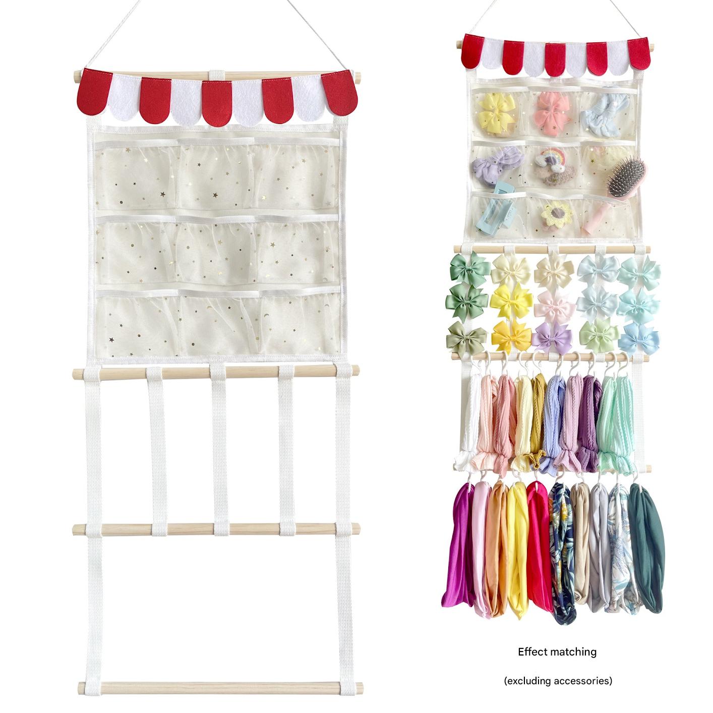 Wall-mounted headband storage